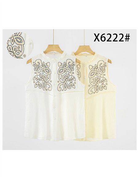 camicetta senza maniche ricamata