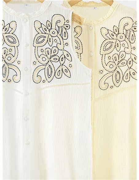 camicetta senza maniche ricamata