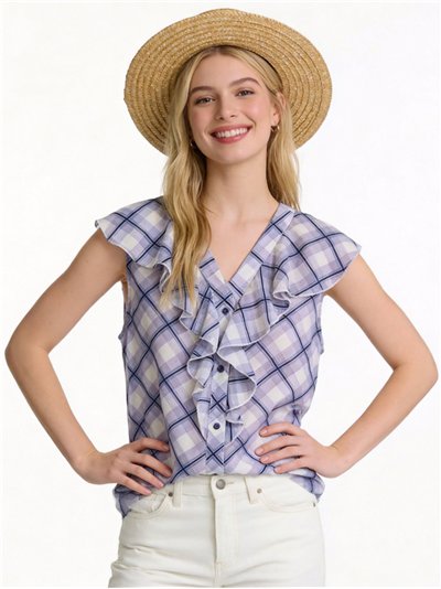 Blusa cuadros con volantes
