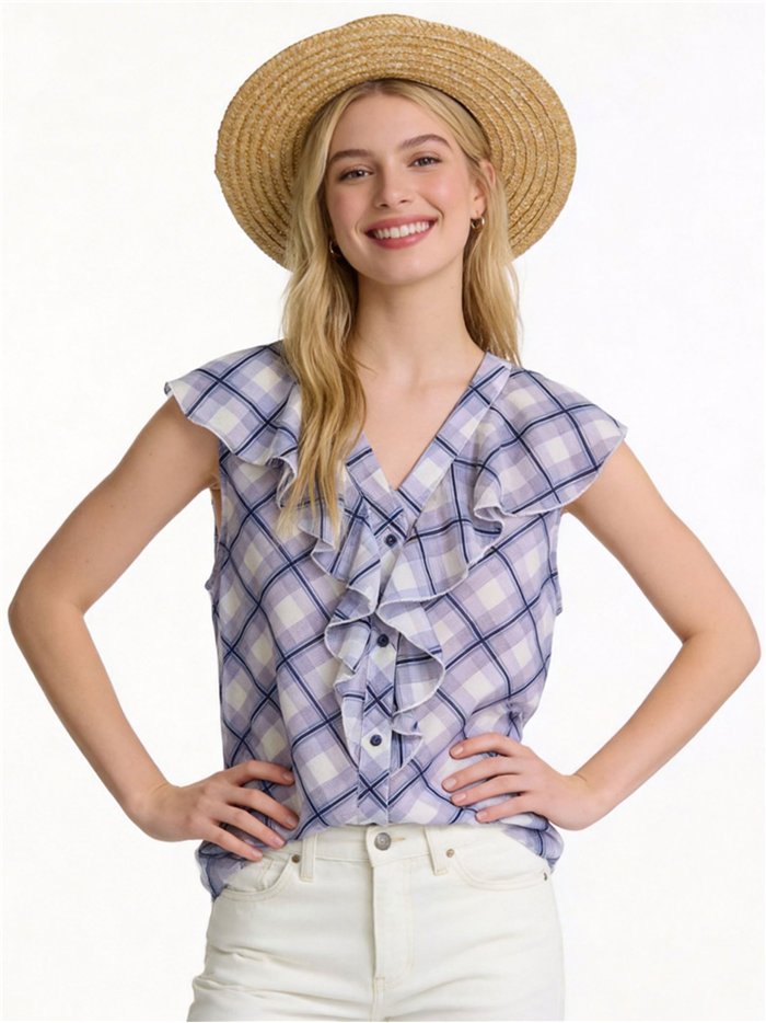 Blusa cuadros con volantes