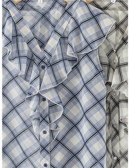 Blusa cuadros con volantes