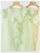 Blusa efecto seda sin mangas con volante