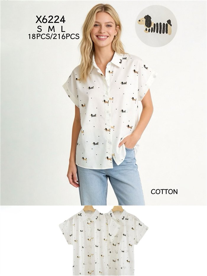 Camisa estampada de perros salchicha