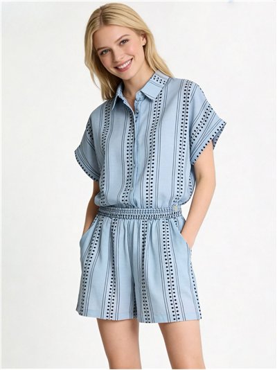 Conjunto camisa rayas de lino y short