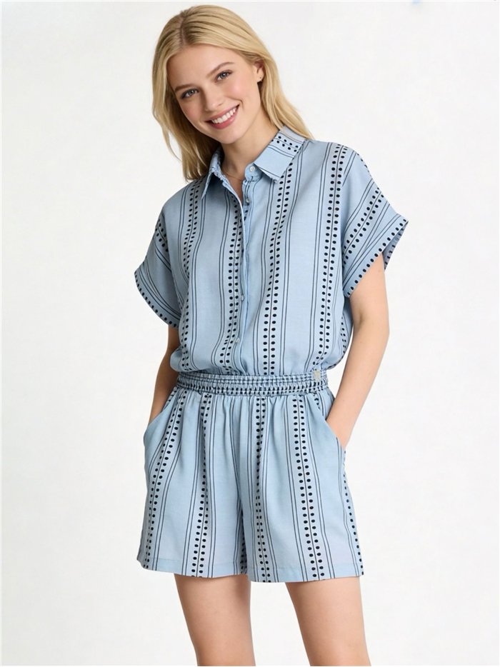 Conjunto camisa rayas de lino y short