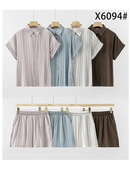 Conjunto camisa rayas de lino y short