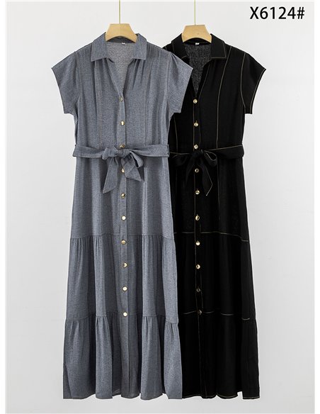 Robe midi boutonnée avec ceinture