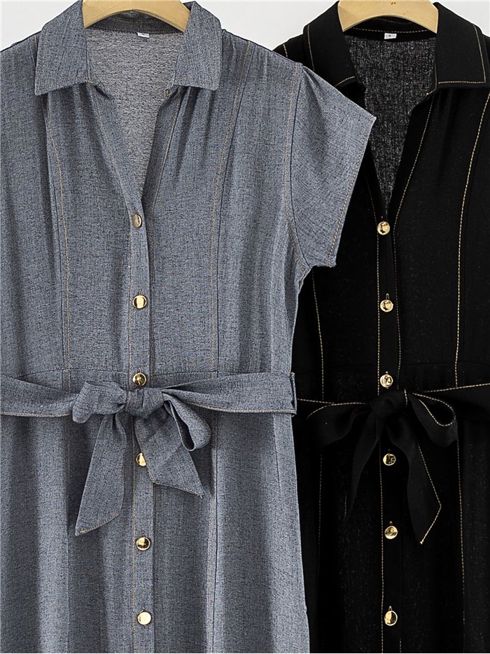 Robe midi boutonnée avec ceinture