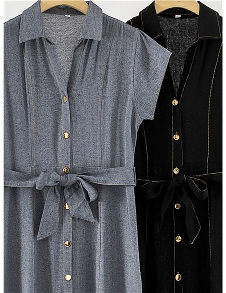 Robe midi boutonnée avec ceinture
