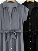 Robe midi boutonnée avec ceinture