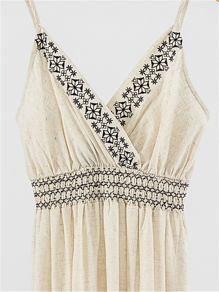 Abito lungo ricamato con spalline