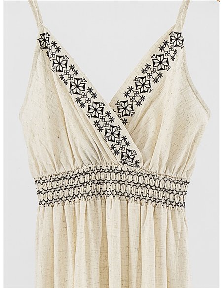 Abito lungo ricamato con spalline