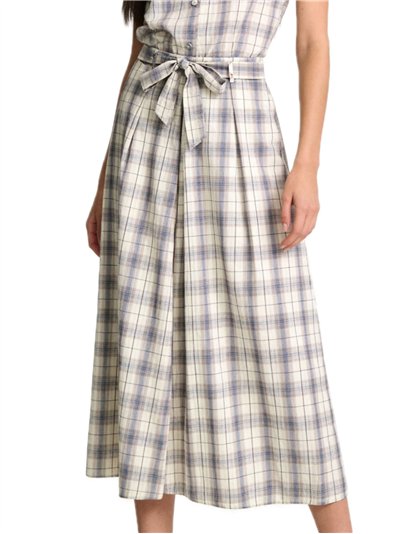 Falda midi cuadros con lazada