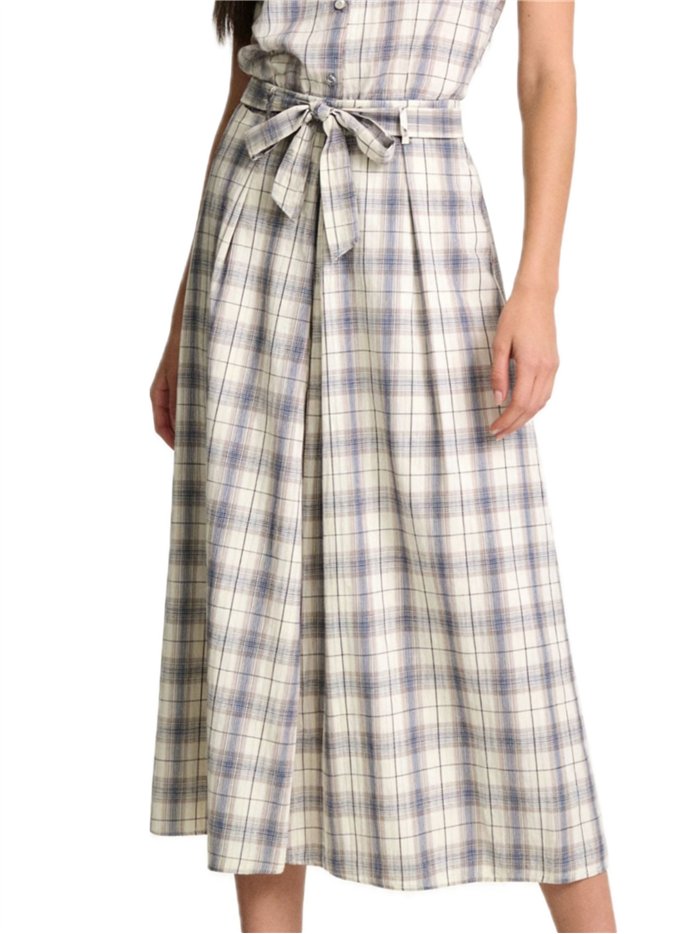 Falda midi cuadros con lazada