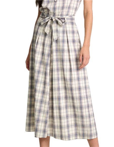 Falda midi cuadros con lazada