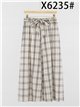 Falda midi cuadros con lazada