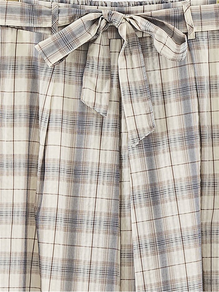 Falda midi cuadros con lazada