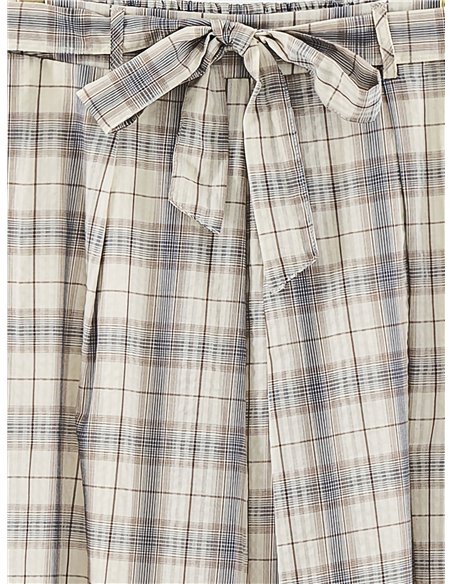 Falda midi cuadros con lazada