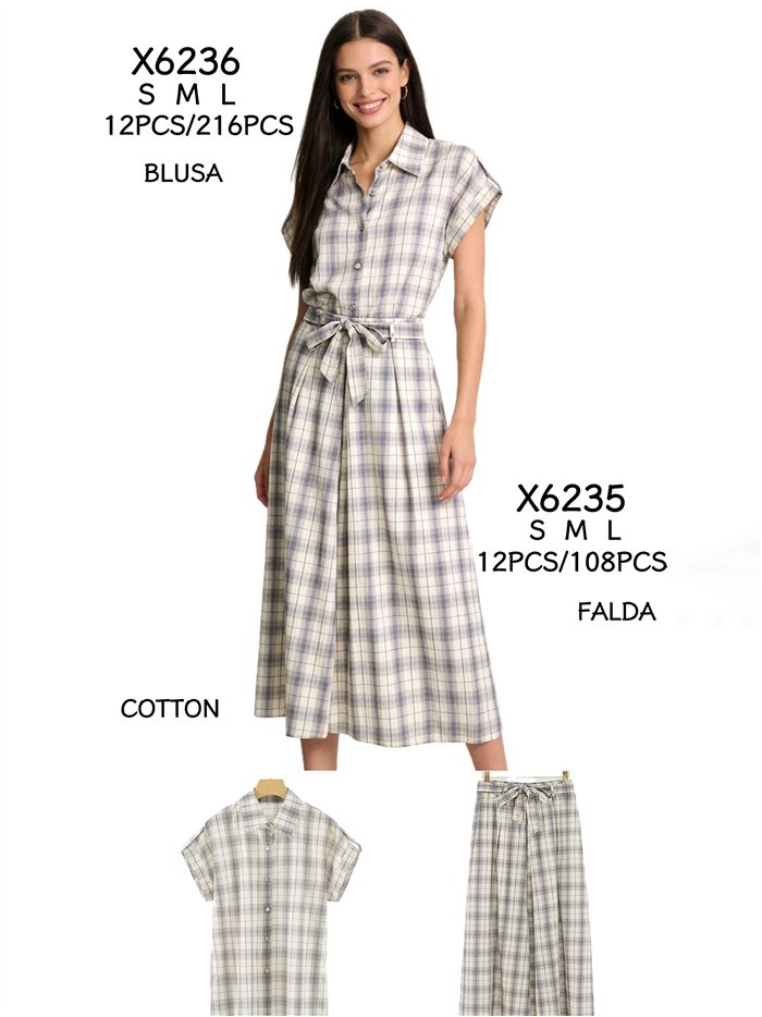 Camisa cuadros manga corta