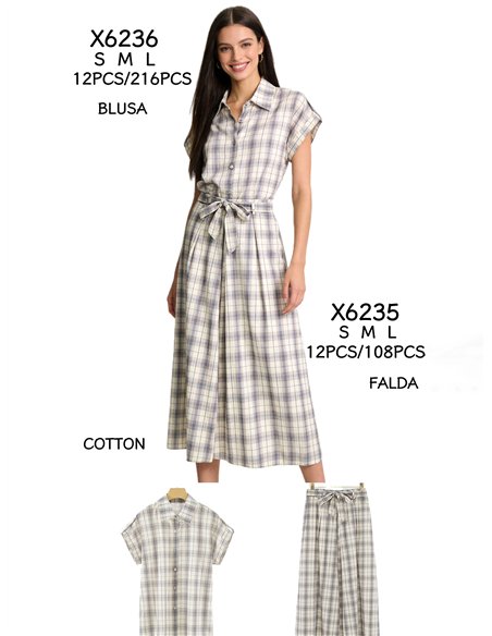 Camisa cuadros manga corta