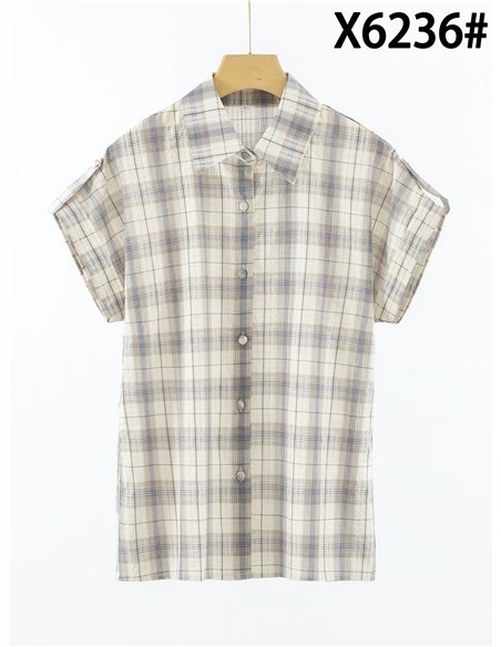 Camisa cuadros manga corta