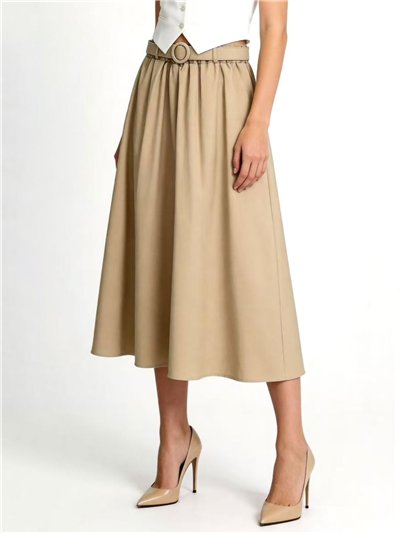 Falda midi con cinturón