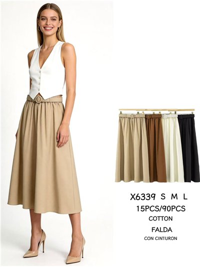 Falda midi con cinturón 2