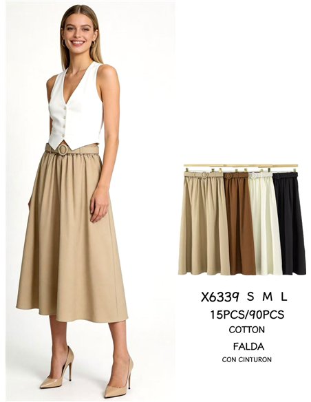 Falda midi con cinturón