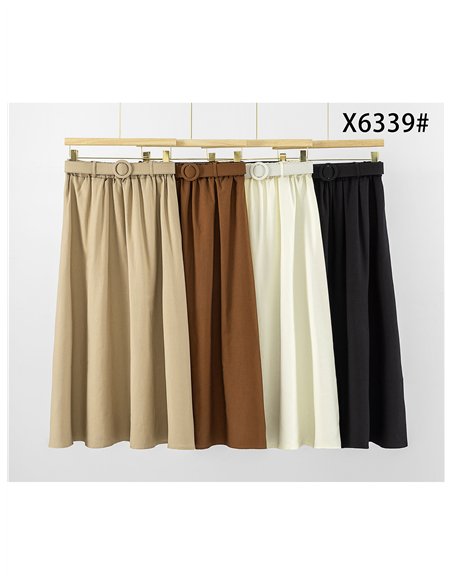 Falda midi con cinturón