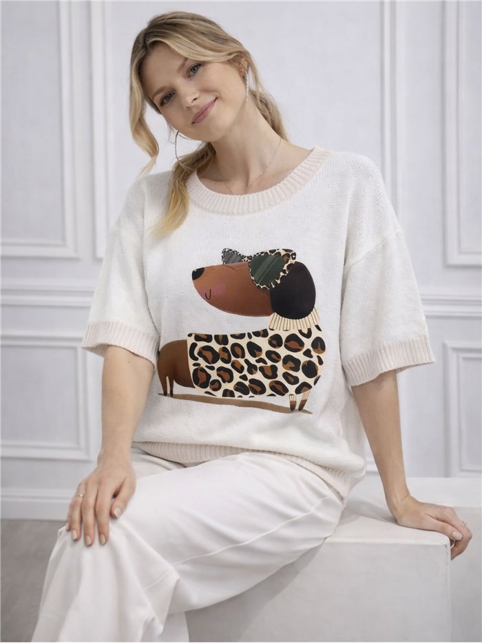 Dachshund charm knit top
