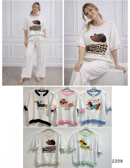 Dachshund charm knit top