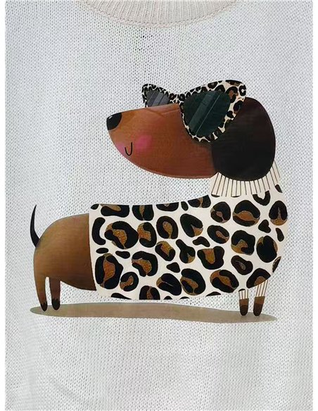 Dachshund charm knit top