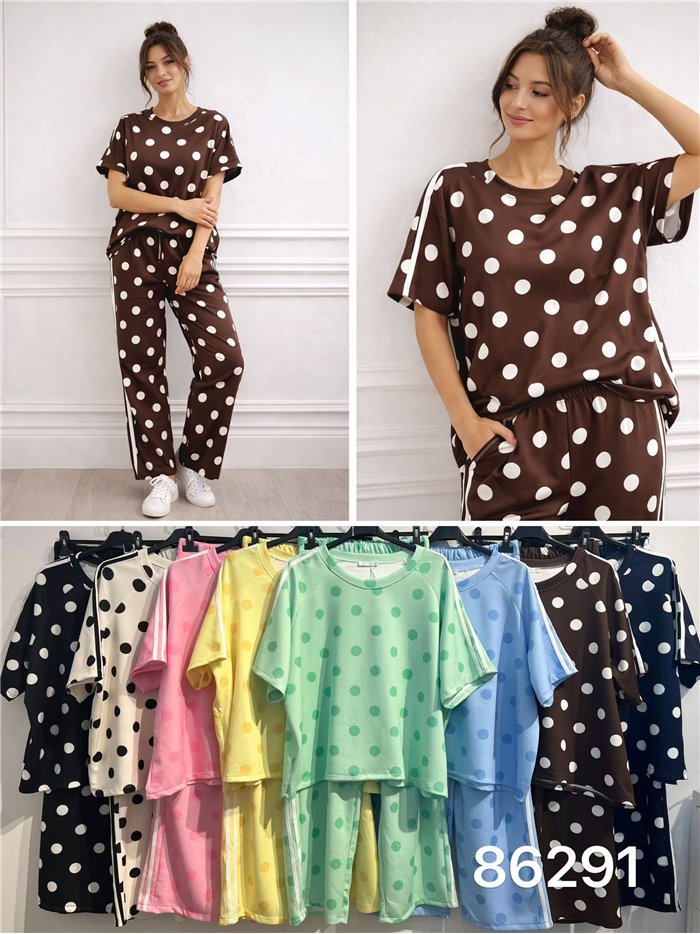 ensemble sweat-shirt et pantalon à pois