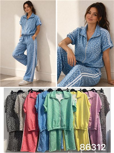 Ensemble sweat-shirt zippé et pantalon à imprimé animal 2