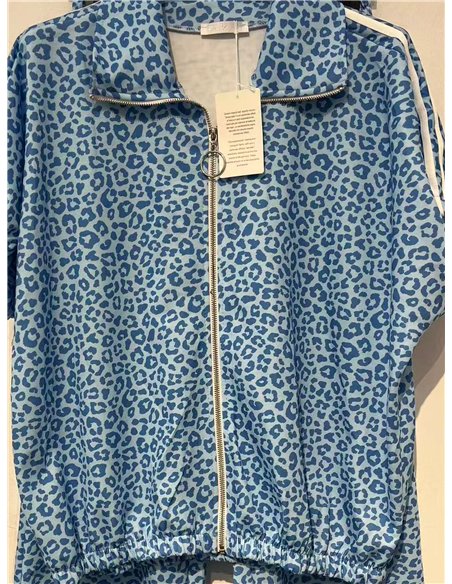 Ensemble sweat-shirt zippé et pantalon à imprimé animal