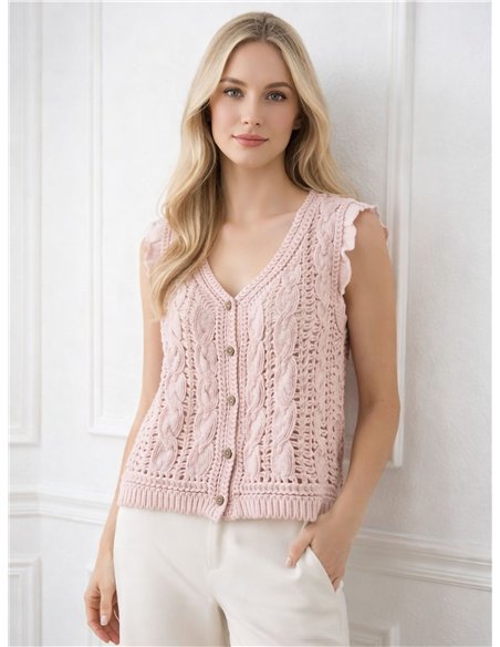 Gilet en crochet ajouré avec boutons