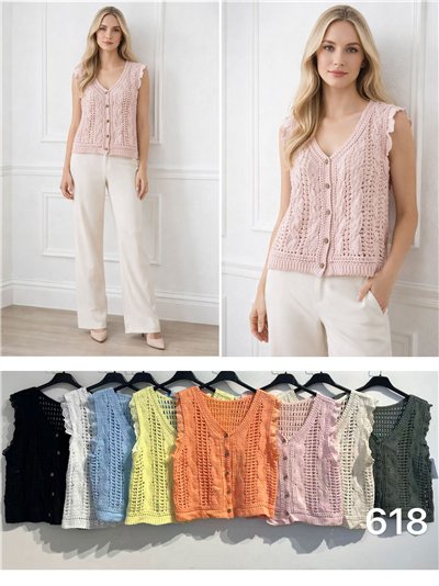 Gilet en crochet ajouré avec boutons 2
