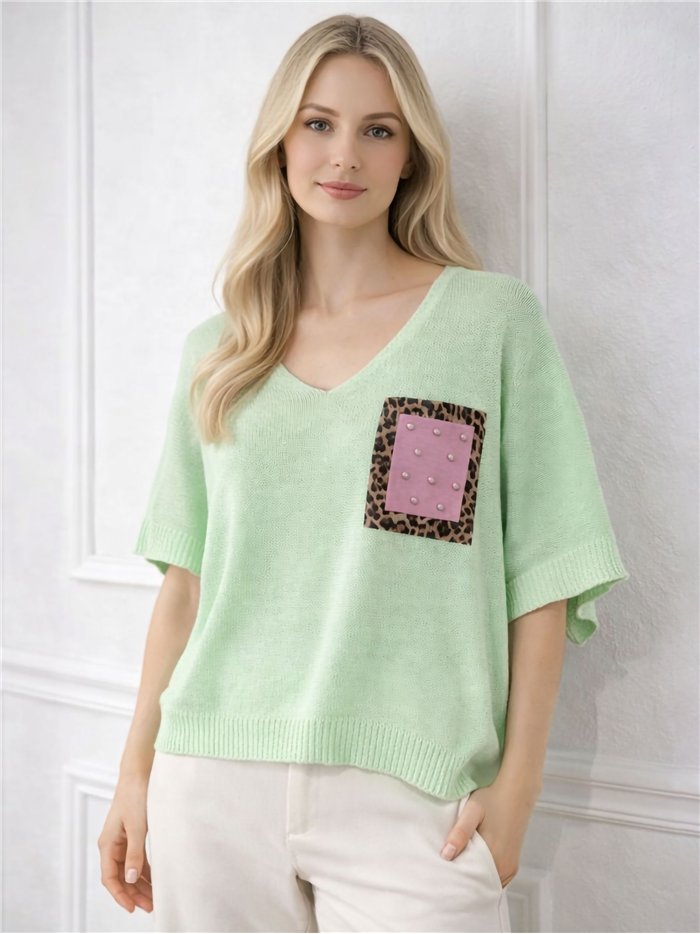 Animal print knit top