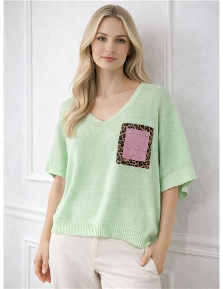 Animal print knit top