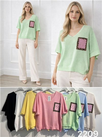 Animal print knit top 2