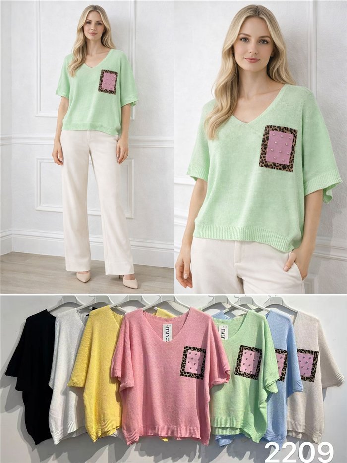 Animal print knit top