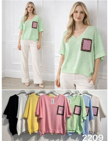 Animal print knit top