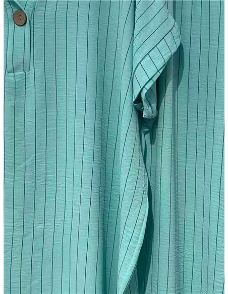 Gestreiftes, fließendes Blusen- und Hosen-Set in Übergröße