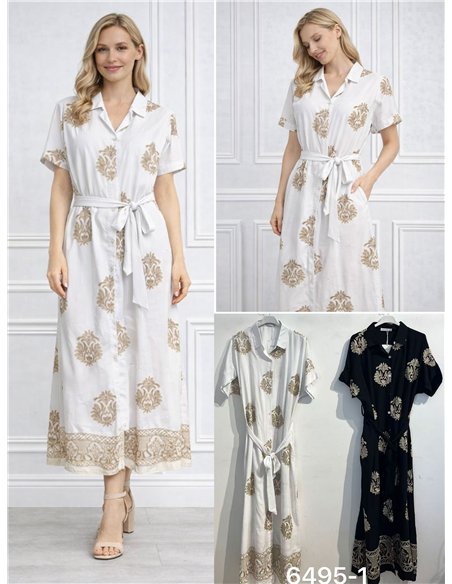 Barockes, besticktes Hemdkleid mit Gürtel