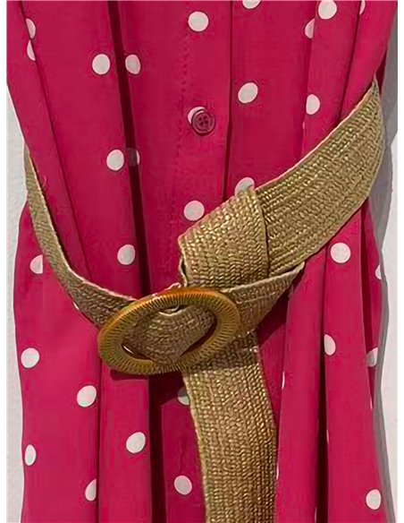 Vestido corto camisero de lunares con cinturón