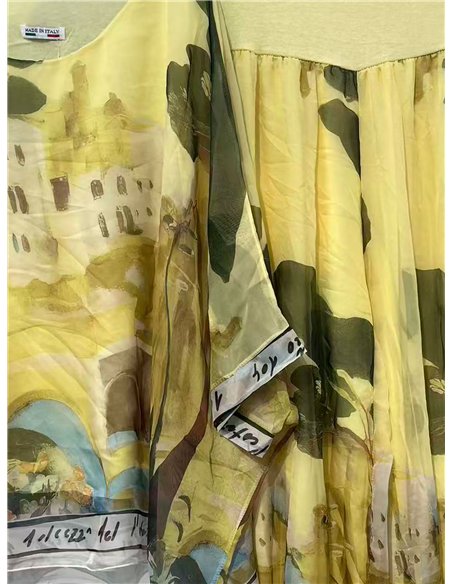 Ensemble blouse longue en mousseline à imprimé paysage et pantalon