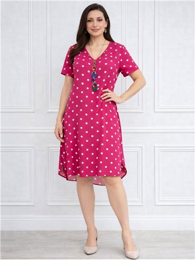 Abito corto a pois con collana