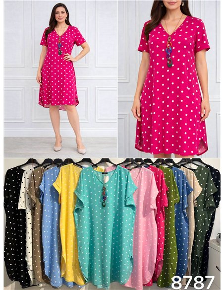 Abito corto a pois con collana