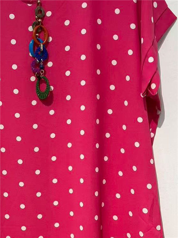 Abito corto a pois con collana