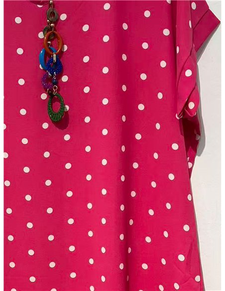 Abito corto a pois con collana